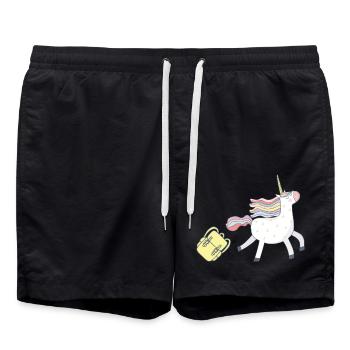 Einhorn geht zur Schule - Badeshorts - Schwarz - Vorne - AI Model Male 185 light (185cm)
