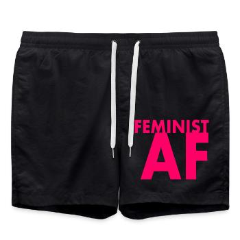 Feminist af - Short de bain - noir - Devant - AI Model Male 185 light (185cm)