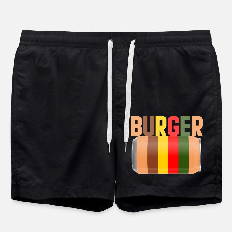 burger fast food - Swim Trunks - black