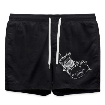 Simson Motor M53 - Schwalbe - IFA - Badeshorts - Schwarz - Vorne - AI Model Male 185 light (185cm)