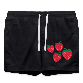 4 Delicious strawberry - Swim Trunks - black - Front - AI Model Male 185 light (185cm)