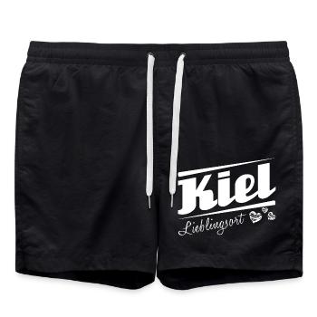 Kiel - Lieblingsort mit Stadtnamen - Badeshorts - Schwarz - Vorne - AI Model Male 185 light (185cm)