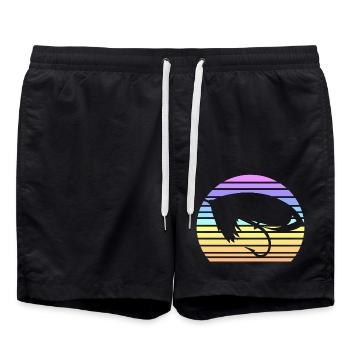 Vintage Fly Fishing Sunset - Swim Trunks - black - Front - AI Model Male 185 light (185cm)