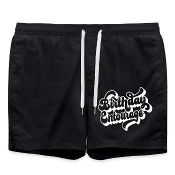 Birthday Entourage Matching Group Birthday Party - Swim Trunks - black - Front - AI Model Male 185 light (185cm)