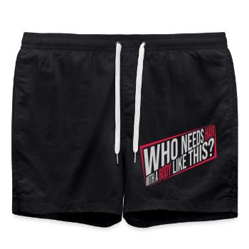 Who Needs Hair Saying - Swim Trunks - black - Front - AI Model Male 185 light (185cm)