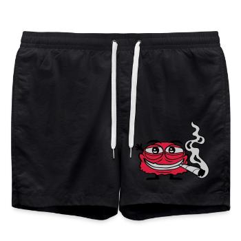 Weed smoking funny monster - Swim Trunks - black - Front - AI Model Male 185 light (185cm)