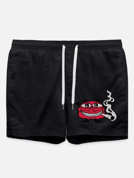 Weed smoking funny monster - Swim Trunks - black