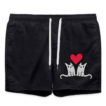Couple in love cute cats - Swim Trunks - black - Front - AI Model Male 185 light (185cm)