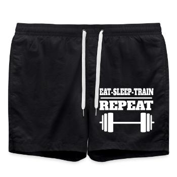 Krafttraining Fitness Sportler Muskel Bodybuilder - Badeshorts - Schwarz - Vorne - AI Model Male 185 light (185cm)