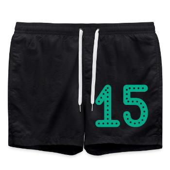15 ANS. 15e ANNIVERSAIRE. ANNIVERSAIRE 15 ANS. 15 - Short de bain - noir - Devant - AI Model Male 185 light (185cm)