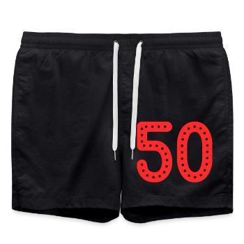 50 YEARS. 50th ANNIVERSARY. ANNIVERSARY 50 YEARS. 50 - Swim Trunks - black - Front - AI Model Male 185 light (185cm)