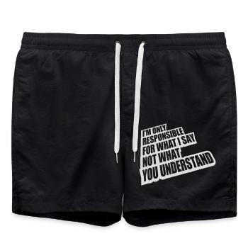 what I say quote - Swim Trunks - black - Front - AI Model Male 185 light (185cm)