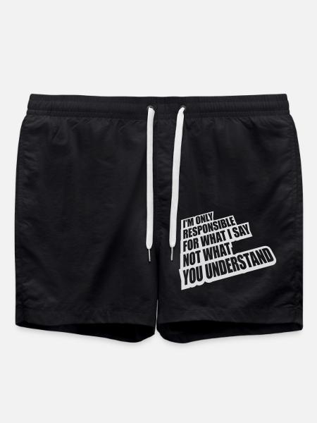 what I say quote - Swim Trunks - black