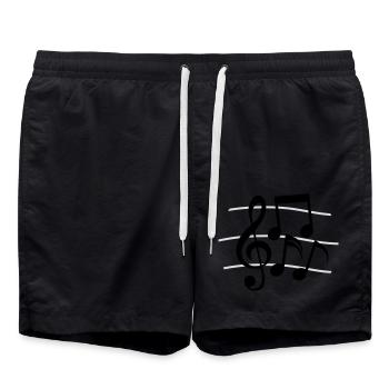 Linien Musik Noten Notenschlüssel - Badeshorts - Schwarz - Vorne - AI Model Male 185 light (185cm)