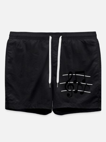 Lines Music Notes clef - Swim Trunks - black