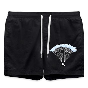 Parachutiste en silhouette nuageuse - Short de bain - noir - Devant - AI Model Male 185 light (185cm)