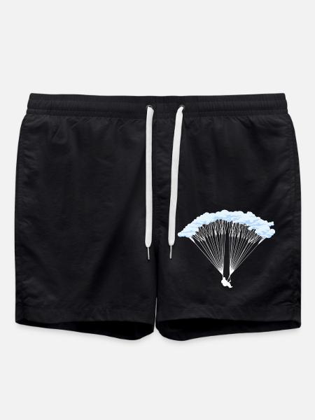 Skydiver in clouds silhouette - Swim Trunks - black