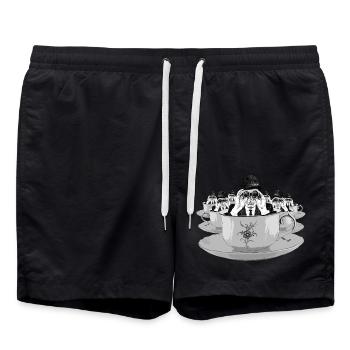 flying saucers - Swim Trunks - black - Front - AI Model Male 185 light (185cm)