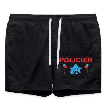 MEILLEUR POLICIER DU MONDE - Short de bain - noir - Devant - AI Model Male 185 light (185cm)