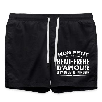 Cadeau Beau-frère d'amour je t'aime de mon cœur - Short de bain - noir - Devant - AI Model Male 185 light (185cm)