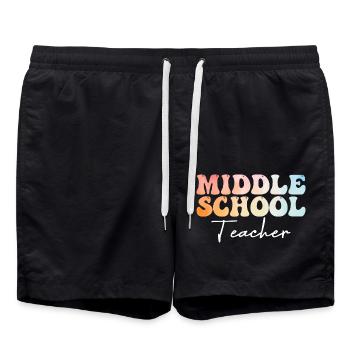 Middle School Teacher Groovy Back to School - Short de bain - noir - Devant - AI Model Male 185 light (185cm)