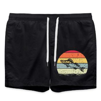 Vintage Zander Fishing Retro – Perfect for Fishermen - Swim Trunks - black - Front - AI Model Male 185 light (185cm)