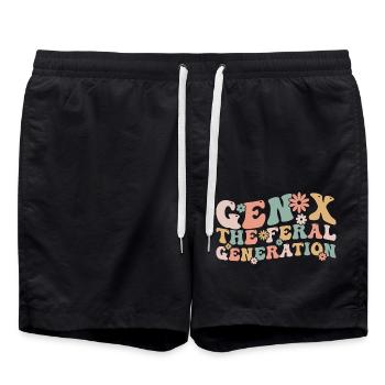 Gen X The Feral Generation Funny Generation X - Short de bain - noir - Devant - AI Model Male 185 light (185cm)