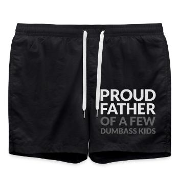 PROUD FATHER OF A FEW DUMBASS KIDS - STOLZER VATER - Swim Trunks - black - Front - AI Model Male 185 light (185cm)