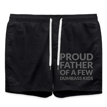 PROUD FATHER OF A FEW DUMBASS KIDS - STOLZER VATER - Swim Trunks - black - Front - AI Model Male 185 light (185cm)