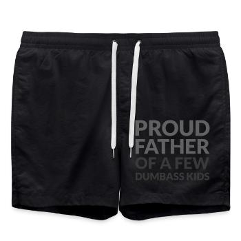 PROUD FATHER OF A FEW DUMBASS KIDS - STOLZER VATER - Swim Trunks - black - Front - AI Model Male 185 light (185cm)