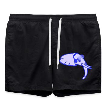 Cooler DJ Elefant Musik Spaß Club Party Tier Kopf - Badeshorts - Schwarz - Vorne - AI Model Male 185 light (185cm)