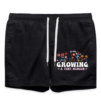Growing A Tiny Human Boho Flower Floral Pregnant - Short de bain - noir - Devant - AI Model Male 185 light (185cm)