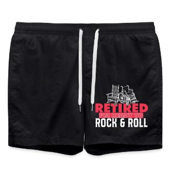 Retraité, je suis prêt à faire du rock & roll - Short de bain - noir - Devant - AI Model Male 185 light (185cm)