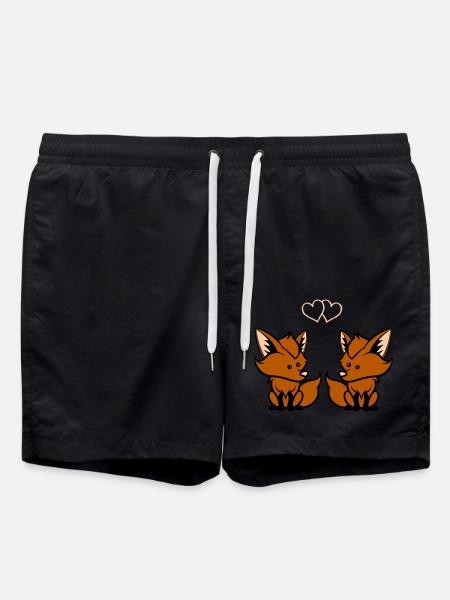Foxes in love - Swim Trunks - black