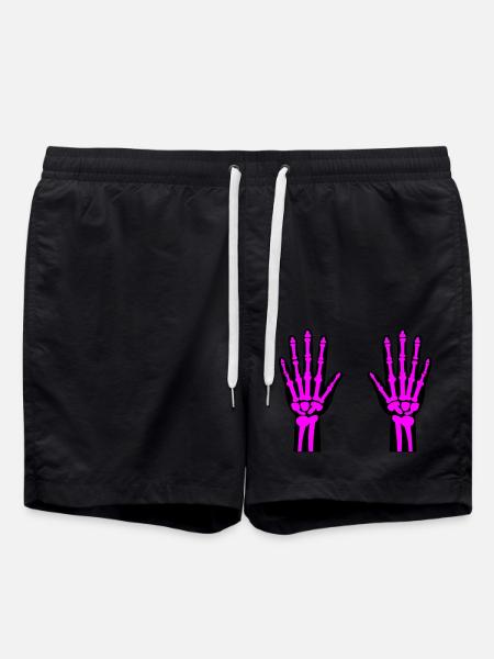 Skeleton Hands 02 - Swim Trunks - black