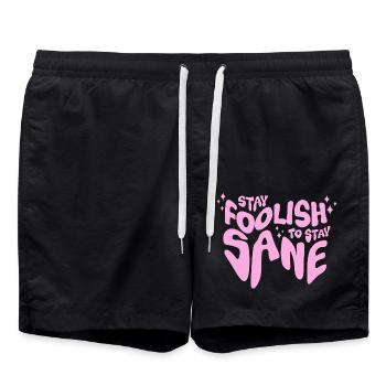 Restez fou pour rester sain d’ - Short de bain - noir - Devant - AI Model Male 185 light (185cm)