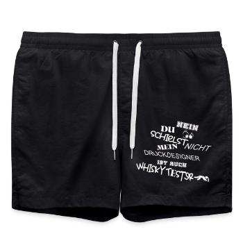 Du schielst nicht Druckdesigner ist Whisky Tester - Badeshorts - Schwarz - Vorne - AI Model Male 185 light (185cm)