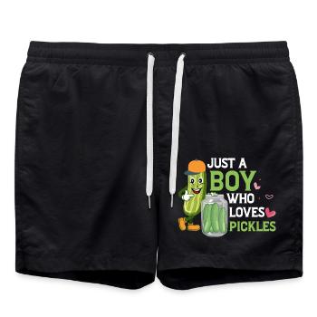 Just A Boy Who Loves Pickles Dill Vegan Cucumber - Badeshorts - Schwarz - Vorne - AI Model Male 185 light (185cm)