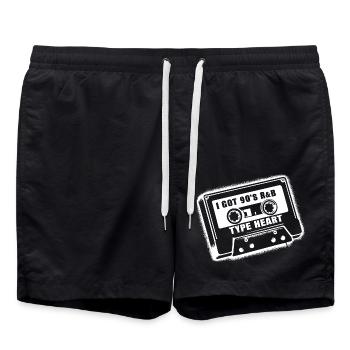 Amour R&B des années 90 – Le cœur battant - Short de bain - noir - Devant - AI Model Male 185 light (185cm)