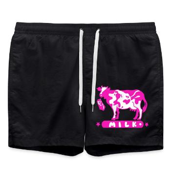 Carton de lait vache rose - Short de bain - noir - Devant - AI Model Male 185 light (185cm)