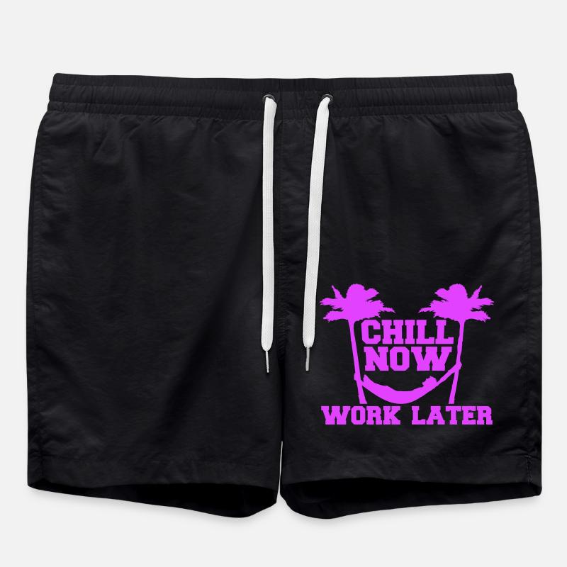 Chill Now Work Later Hängematte Arbeiten Schlafen - Badeshorts - Schwarz