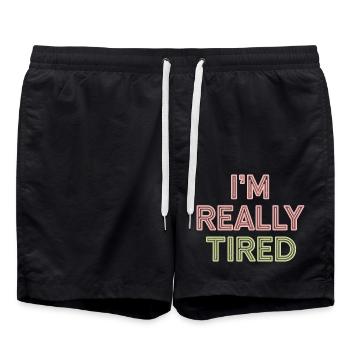 I'm Really Tired 12 - Badeshorts - Schwarz - Vorne - AI Model Male 185 light (185cm)