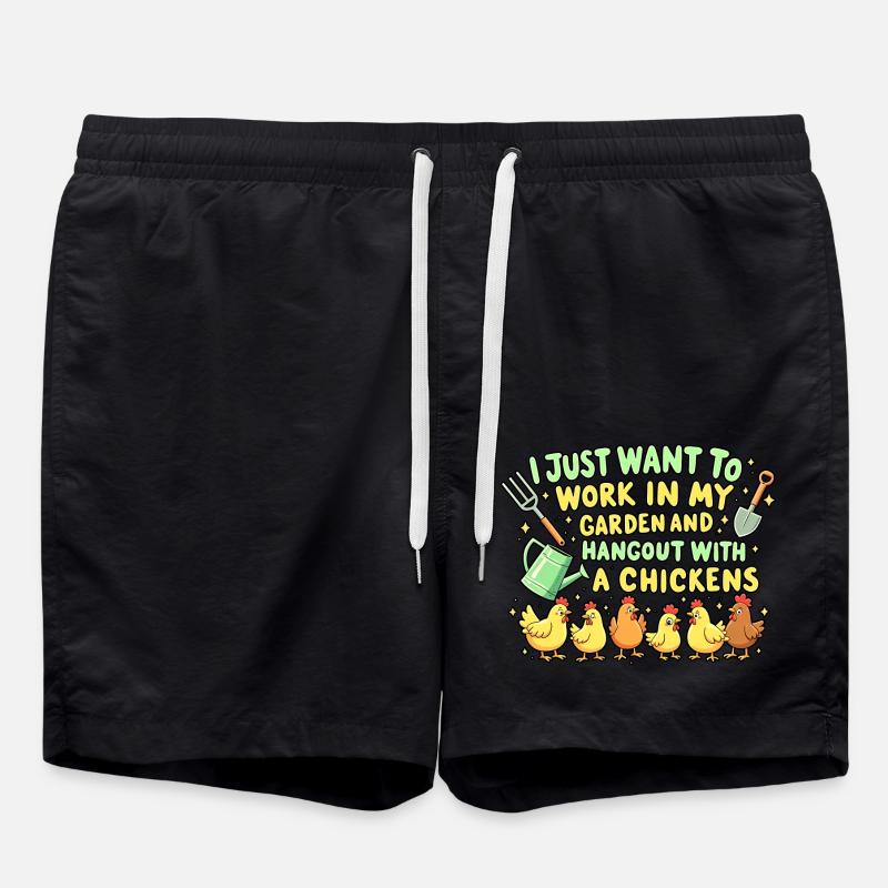 Garden Chickens - Swim Trunks - black