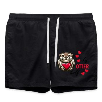 Loutre demi-amour cadeau - Short de bain - noir - Devant - AI Model Male 185 light (185cm)