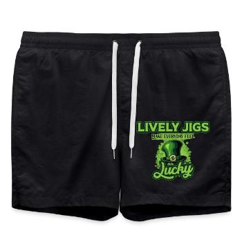 Lively Jigs Make Everyday Feel Lucky St Patricks - Swim Trunks - black - Front - AI Model Male 185 light (185cm)