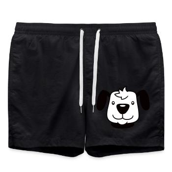 Dog Face Small Happy Pet Head Cute - Swim Trunks - black - Front - AI Model Male 185 light (185cm)