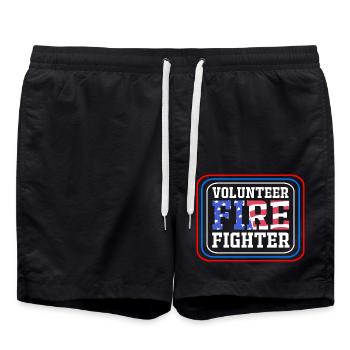 Firefighter Fire Brigade - Swim Trunks - black - Front - AI Model Male 185 light (185cm)