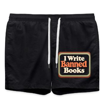 I Write Banned Books 18 - Badeshorts - Schwarz - Vorne - AI Model Male 185 light (185cm)