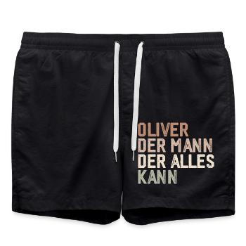 Oliver L’homme qui sait tout Prénom Oliver - Short de bain - noir - Devant - AI Model Male 185 light (185cm)