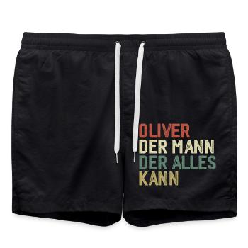 Oliver Der Mann Der Alles Kann Vorname Oliver - Badeshorts - Schwarz - Vorne - AI Model Male 185 light (185cm)
